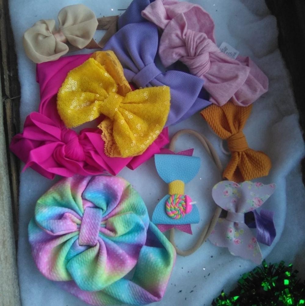 Girls toddler headband bows bundle of 9